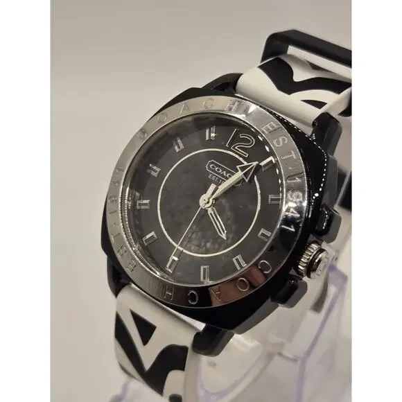 New COACH 1941 Ladies' 41mm Black Ceramic Silicone Watch. Box + Papers. - Picture 11 of 16